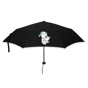 Polar bear with pillow and sleepy cap - Umbrella (small) - black - Front