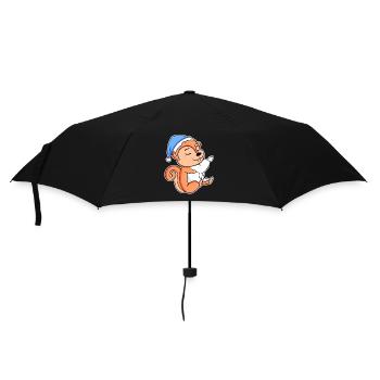 Squirrel with pillow and sleepy cap - Umbrella (small) - black - Front