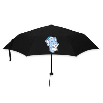 Elephant with pillow and sleepy cap - Umbrella (small) - black - Front
