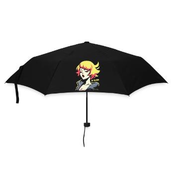 Pop Colored Anime Girl: So Excited Woman - Umbrella (small) - black - Front