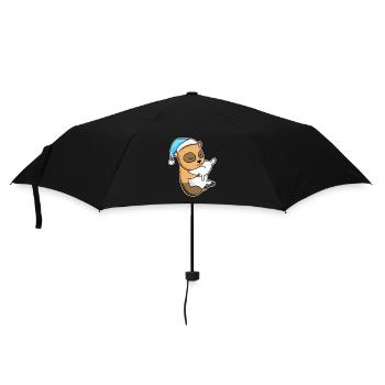Domestic guinea pig with pillow and sleepy cap - Umbrella (small) - black - Front
