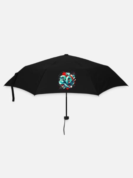 Picto 30 Year Old Retro Vintage Red Blue Teal - Umbrella (small) - black