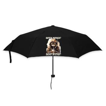 Lustiger Spruch, Guten Morgen? suchst du Streit? - Regenschirm (klein) - Schwarz - Vorne