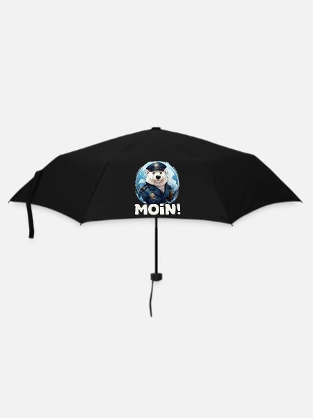 Funny Sea Dog Polar Bear Captain with Saying Moin - Umbrella (small) - black