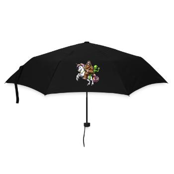 Bigfoot Alien Reitet Einhorn - Regenschirm (klein) - Schwarz - Vorne