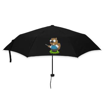 Beaver Teacher Pointing Stick School - Umbrella (small) - black - Front