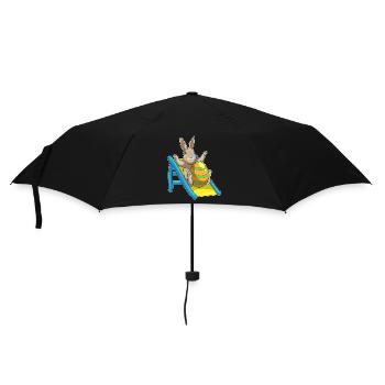 Hase Ostern Rutsche - Regenschirm (klein) - Schwarz - Vorne