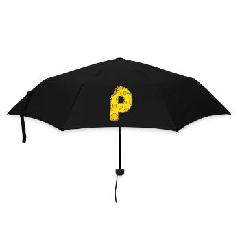 Letter P - Initial Letter P - Cheese Motif - Umbrella (small) - black - Front