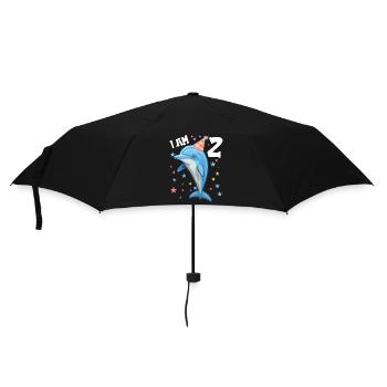 I am 2 years old Dolphins Dolphin 2nd birthday - Umbrella (small) - black - Front