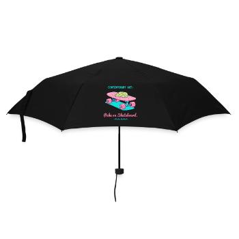 Moderne Street Kunst: Kotze auf Skateboard - Regenschirm (klein) - Schwarz - Vorne