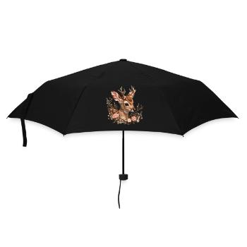 Hirsch T-Shirt Reh Kostüm Damen Trachtenshirt - Regenschirm (klein) - Schwarz - Vorne