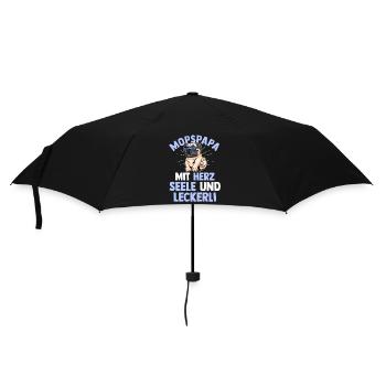 Mopspapa Hundepapa Hund Mops - Regenschirm (klein) - Schwarz - Vorne