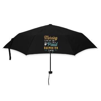 Badminton Player Morning Is Not My Time Net Shot - Umbrella (small) - black - Front