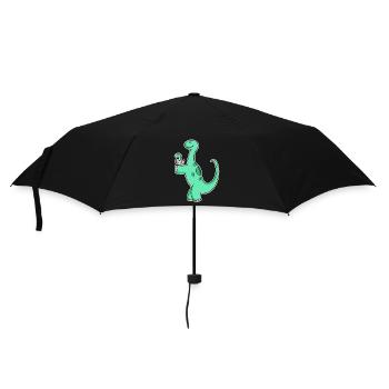 Dinosaure avec bébé dinosaure - Motif Dino - Parapluie standard - noir - Devant