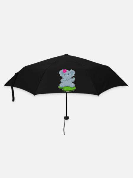 Elefant Blume - Regenschirm (klein) - Schwarz