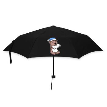 Bear with pillow and sleeping cap - Umbrella (small) - black - Front