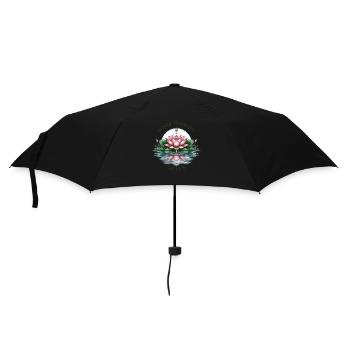 Inner Harmony Lotus - Heiteres Wasser- und Blumendesign - Regenschirm (klein) - Schwarz - Vorne