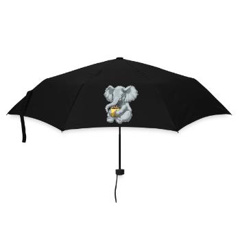 Elefant Erdnüsse - Regenschirm (klein) - Schwarz - Vorne