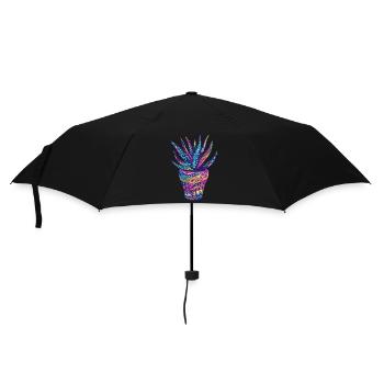 Aloe Vera Psychedelic Succulent Plant Garden - Umbrella (small) - black - Front