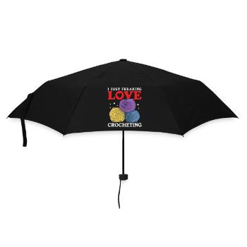 Häkeln Häklerin Häkelnadel Häkelt Häkel Geschenk - Regenschirm (klein) - Schwarz - Vorne
