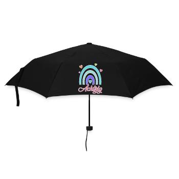 80. Geburtstag Regenbogen Vintage - Regenschirm (klein) - Schwarz - Vorne