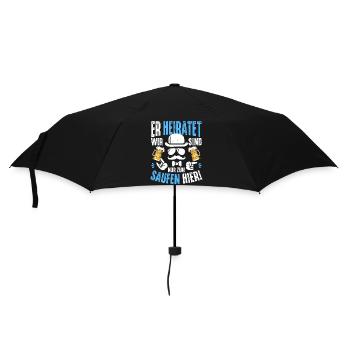 Junggesellenabschied T-Shirt Männer JGA Poltern - Regenschirm (klein) - Schwarz - Vorne