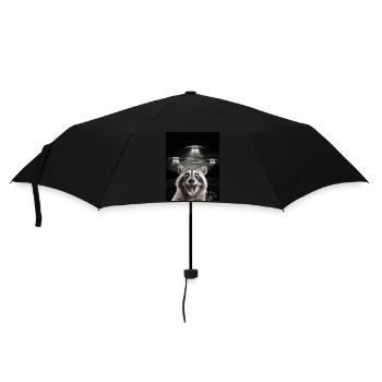 Lustiges Waschbären Selfie Vor UFOs Waschbär UFO - Regenschirm (klein) - Schwarz - Vorne
