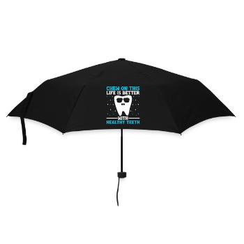 Kauen Sie auf diesem Leben ist besser mit gesunden Zähnen - Regenschirm (klein) - Schwarz - Vorne