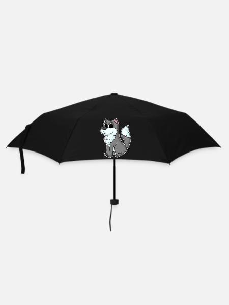 Wolf Tier - Regenschirm (klein) - Schwarz