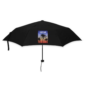Vietnam Sonnenuntergang Urlaub Souvenir Palme - Regenschirm (klein) - Schwarz - Vorne