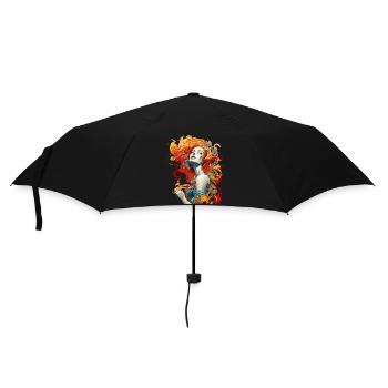 Beautiful female paint art Face colorful woman - Umbrella (small) - black - Front