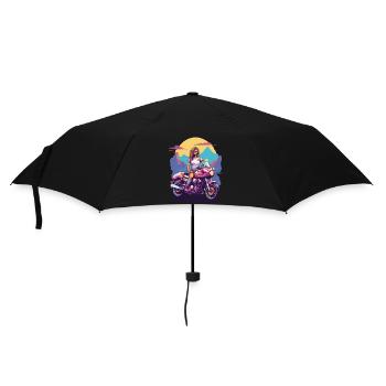 Rétro Moto Fille Motard Esthétique Design - Parapluie standard - noir - Devant