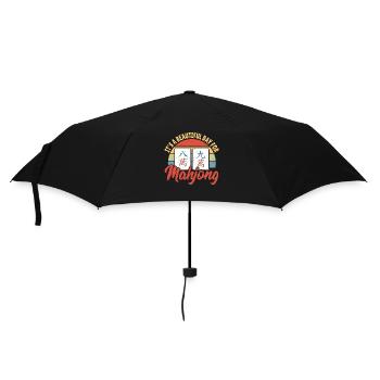 Geschenk für Mahjong Fans - Regenschirm (klein) - Schwarz - Vorne