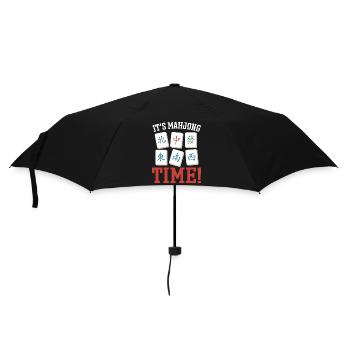 Geschenk für Mahjong Fans - Regenschirm (klein) - Schwarz - Vorne