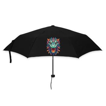 Krokodil Mandala Tiergeist Traumfänger Design - Regenschirm (klein) - Schwarz - Vorne