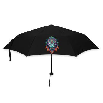 Alligator Traumfänger Mandala Design - Regenschirm (klein) - Schwarz - Vorne