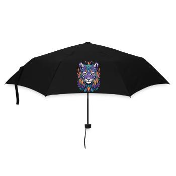 Schwarzer Panther Spirituelles Mandala Design - Regenschirm (klein) - Schwarz - Vorne