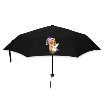 Meerschwein Müde Ausschlafen Schlafen Mädchen - Regenschirm (klein) - Schwarz - Vorne