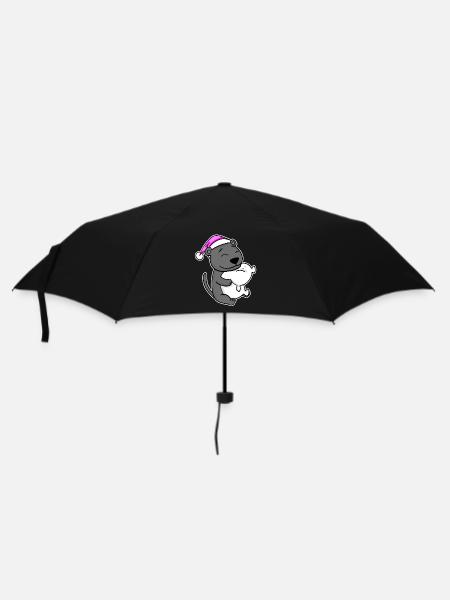 Schwarzer Panther Müde Ausschlafen Schlafen Rosa - Regenschirm (klein) - Schwarz