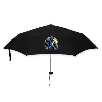 Gorilla mit Goldkette - Regenschirm (klein) - Schwarz - Vorne