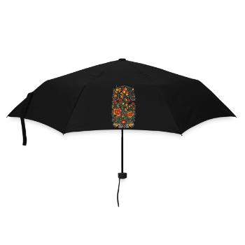 Blumen Vintage Ästhetische Streetwear Design - Regenschirm (klein) - Schwarz - Vorne