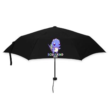 Einschulung Dinosaurier Dino TRex Schulkind 2024 - Regenschirm (klein) - Schwarz - Vorne