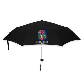 Einschulung Dinosaurier Dino TRex Schulkind 2024 - Regenschirm (klein) - Schwarz - Vorne