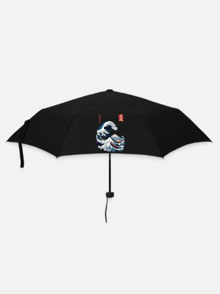 Vintage Japon vague voilier capitaine esthétique - Parapluie standard - noir