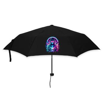 Neon Cyber Controller - Retro Gaming Power - Regenschirm (klein) - Schwarz - Vorne
