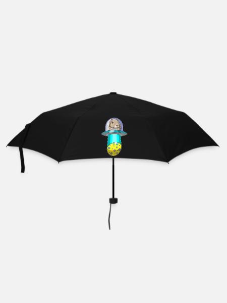 Hase Ostern Raumschiff - Regenschirm (klein) - Schwarz