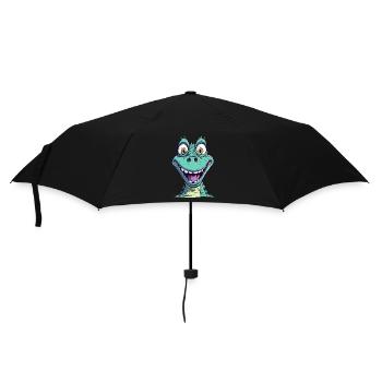 Cheerful cartoon dragon with funny face - Umbrella (small) - black - Front