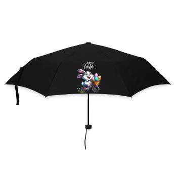 Osterhase Fahrrad Ostern Ostereier Kinder lustig - Regenschirm (klein) - Schwarz - Vorne