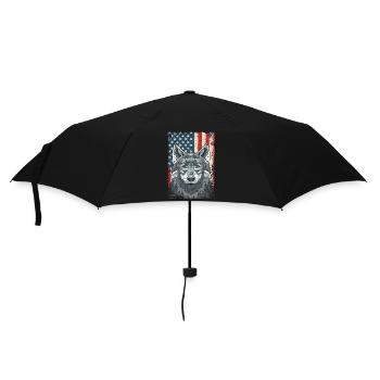 Wolf 4th of July American Flag Howling Wolves - Umbrella (small) - black - Front