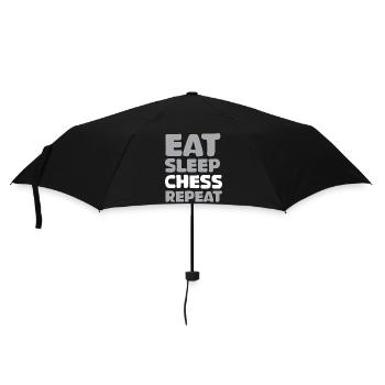 manger dormir échecs répéter dictons drôles jeu d’échecs - Parapluie standard - noir - Devant